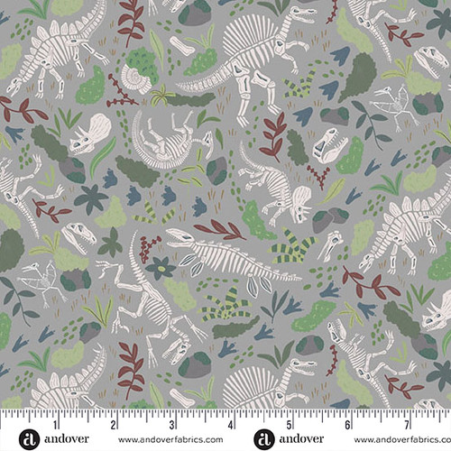 Prehistoric by Makower UK Fossils Grey
