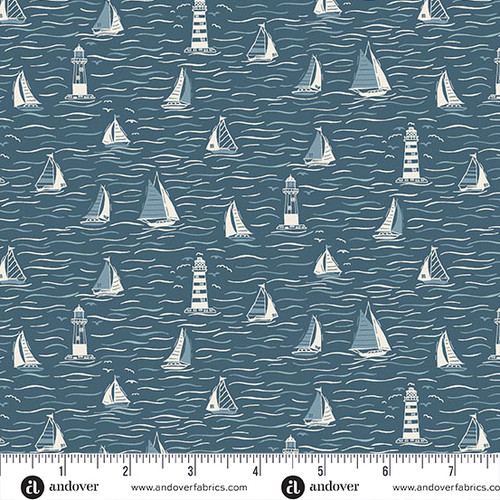 Driftwood by Makower UK Sailing Blue