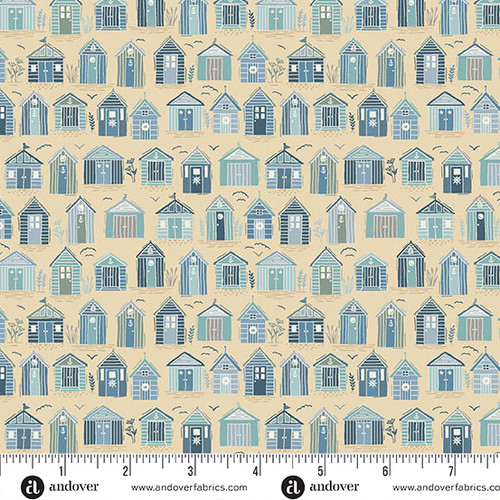 Driftwood by Makower UK Beach Huts Mid Cream