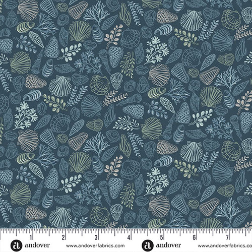 Driftwood by Makower UK Shells Blue