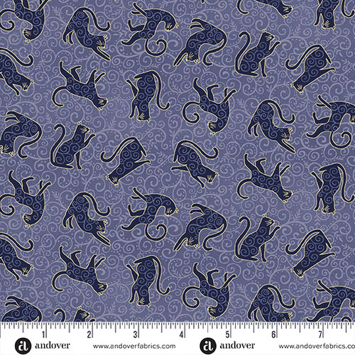 Charmed by Makower UK Whiskers Blue
