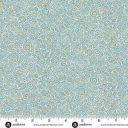 Charmed by Makower UK Scroll Teal