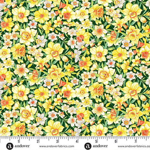 Countryside Classics by Makower UK Daffodil Green
