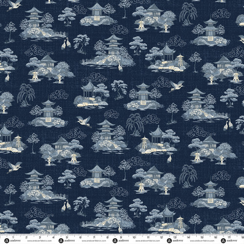 Indigo by Makower UK Sanctuary Dark Blue