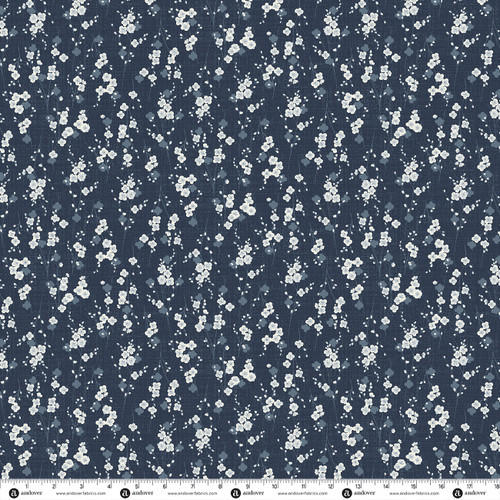 Indigo by Makower UK Blossom Dark Blue