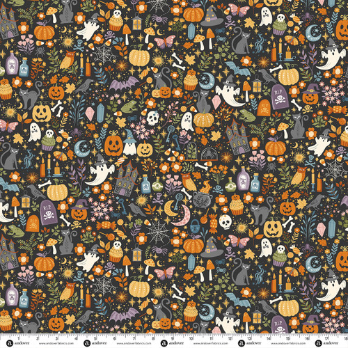 Hello Halloween by Makower UK Spellbound Gray