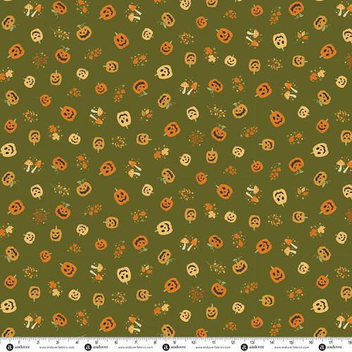 Hello Halloween by Makower UK Pumpkins Green