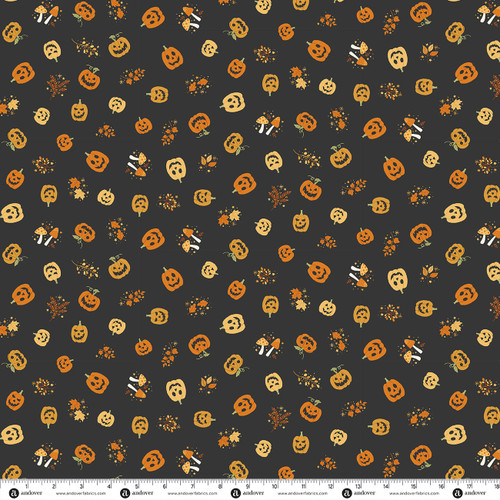 Hello Halloween by Makower UK Pumpkins Gray