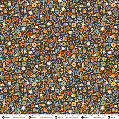 Hello Halloween by Makower UK Trick or Treat Gray