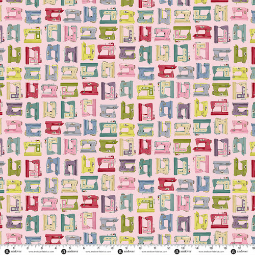 Sew Retro by Makower UK Sewing Machines Pink