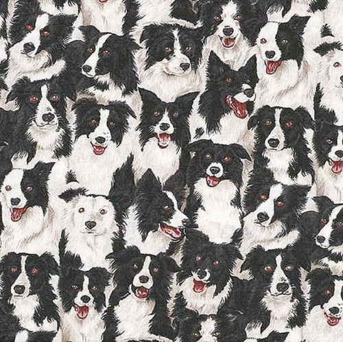 Village Life by Makower UK Border Collie Black