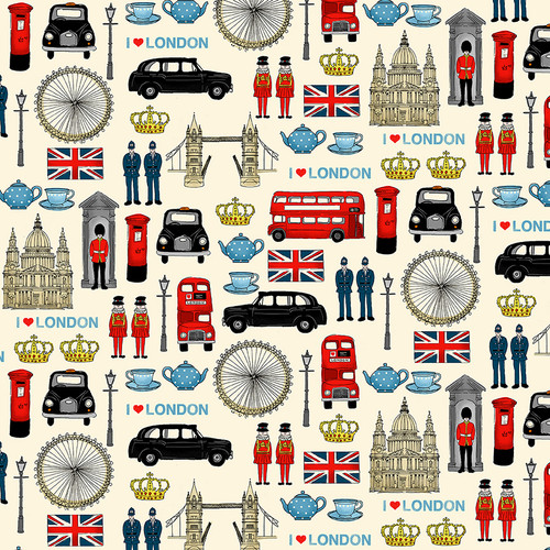 London Revival by Makower UK London Icons Cream
