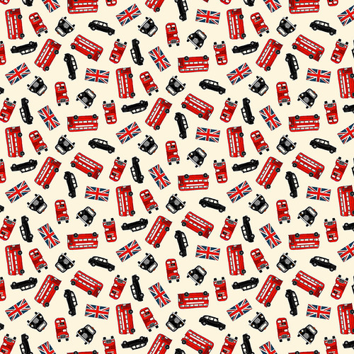 London Revival by Makower UK Bus Scatter Cream
