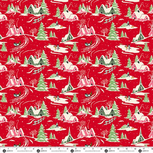 Home for the Holidays by Andover Fabrics Winter Wonderland Christmas Red