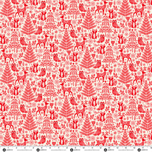 Scandi Timeless by Makower UK Forest Animals Red