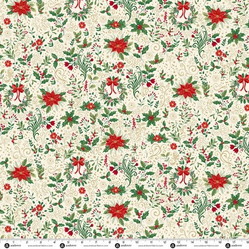 Evergreen Elegance by Makower UK Ornate Cream