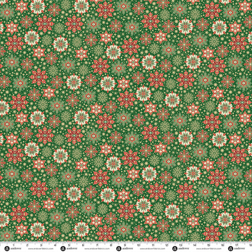 Evergreen Elegance by Makower UK Snowflake Green