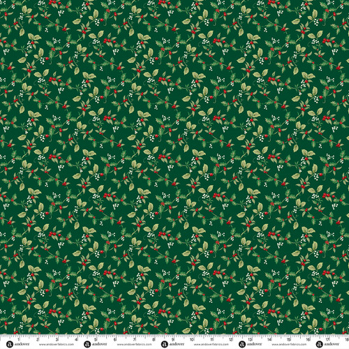 Evergreen Elegance by Makower UK Holly Green