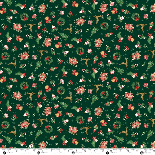 Evergreen Elegance by Makower UK Embellish Green