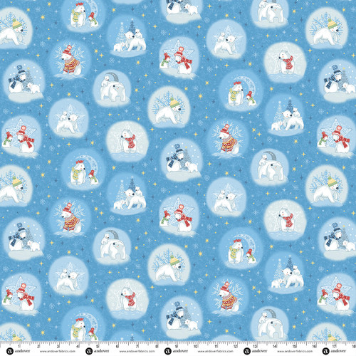 Frosty Friends by Makower UK Snow Globe Mid Blue