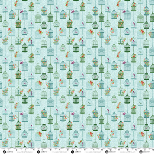Victorian Garden by Makower UK Bird Haven Blue