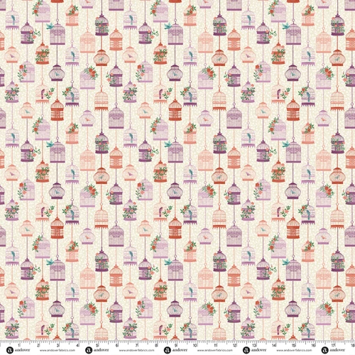Victorian Garden by Makower UK Bird Haven Pink