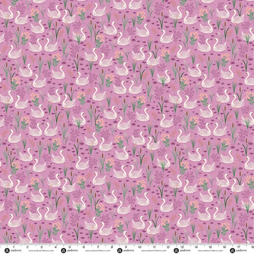 Victorian Garden by Makower UK Swan Lake Purple