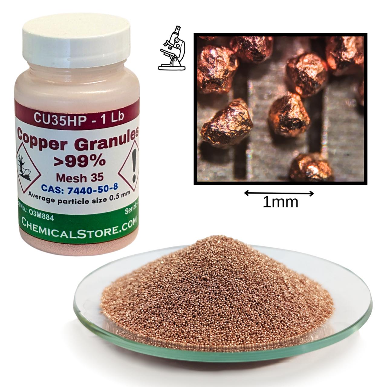 Copper Granules, 35 Mesh