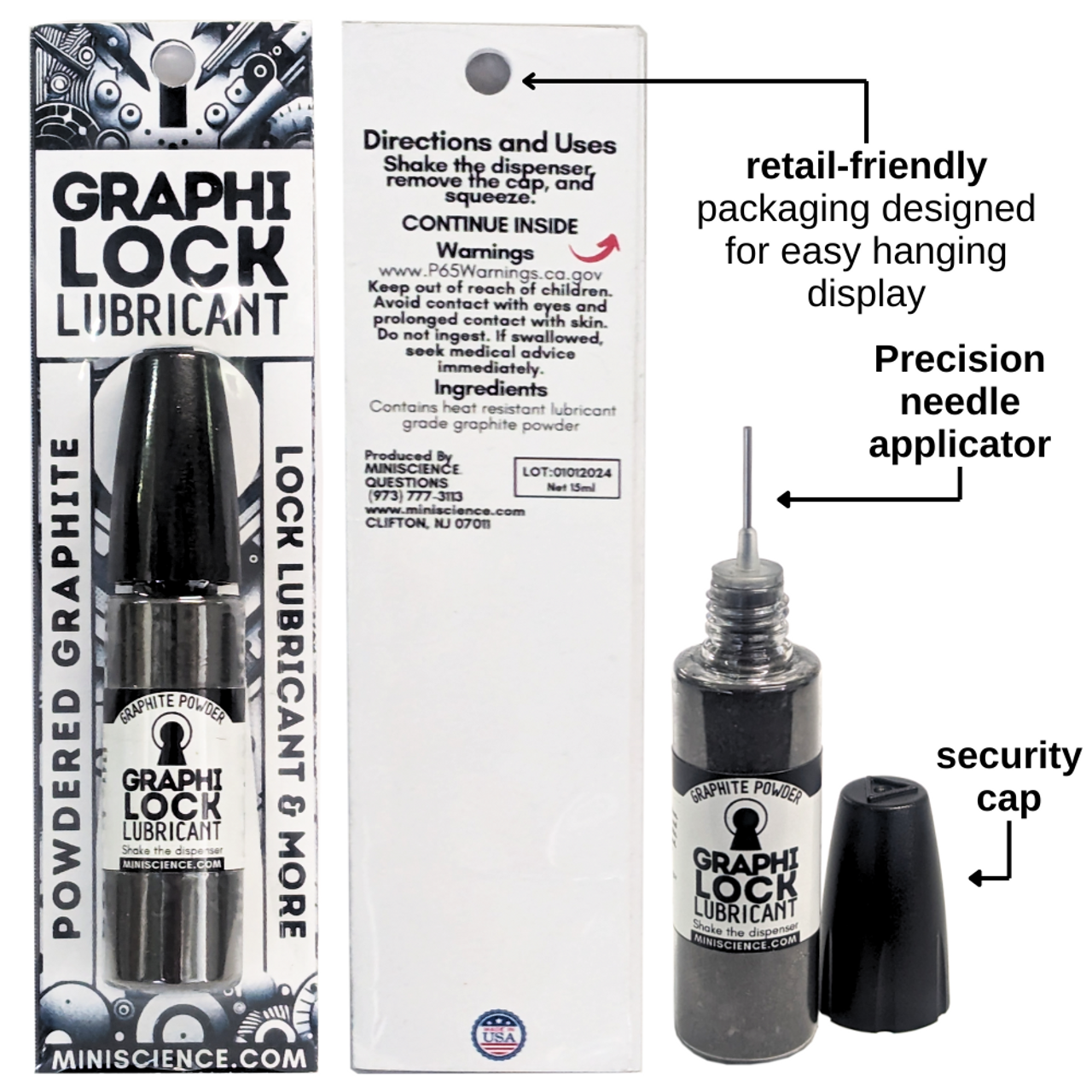 Discover GraphiLock Premium Micronized Graphite Lubricant for superior lubrication in locks and machinery. High-purity graphite ensures optimal performance in various conditions.