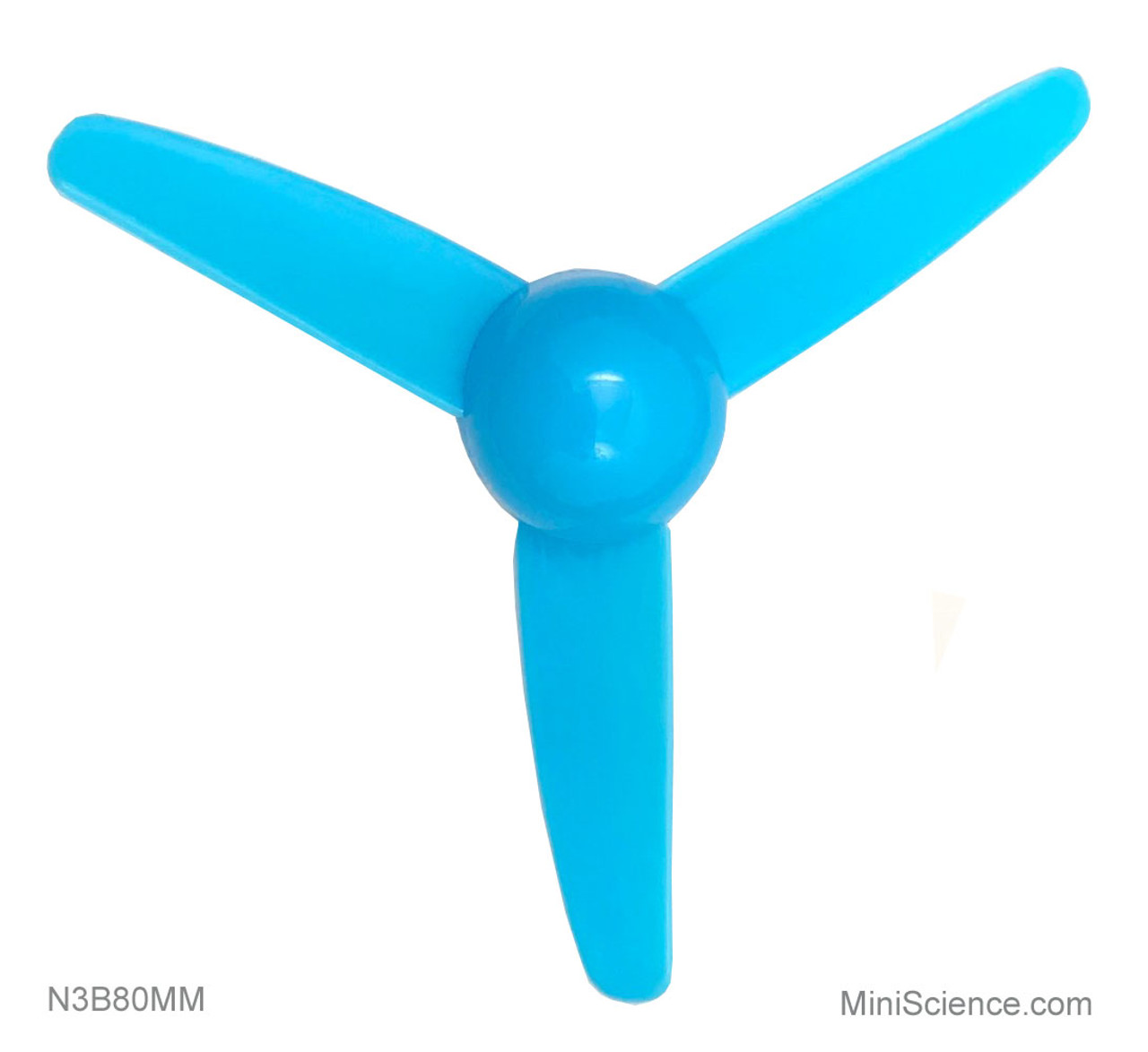 80-mm plastic propeller with 3 narrow blades and 2-mm bore for high speed motors.