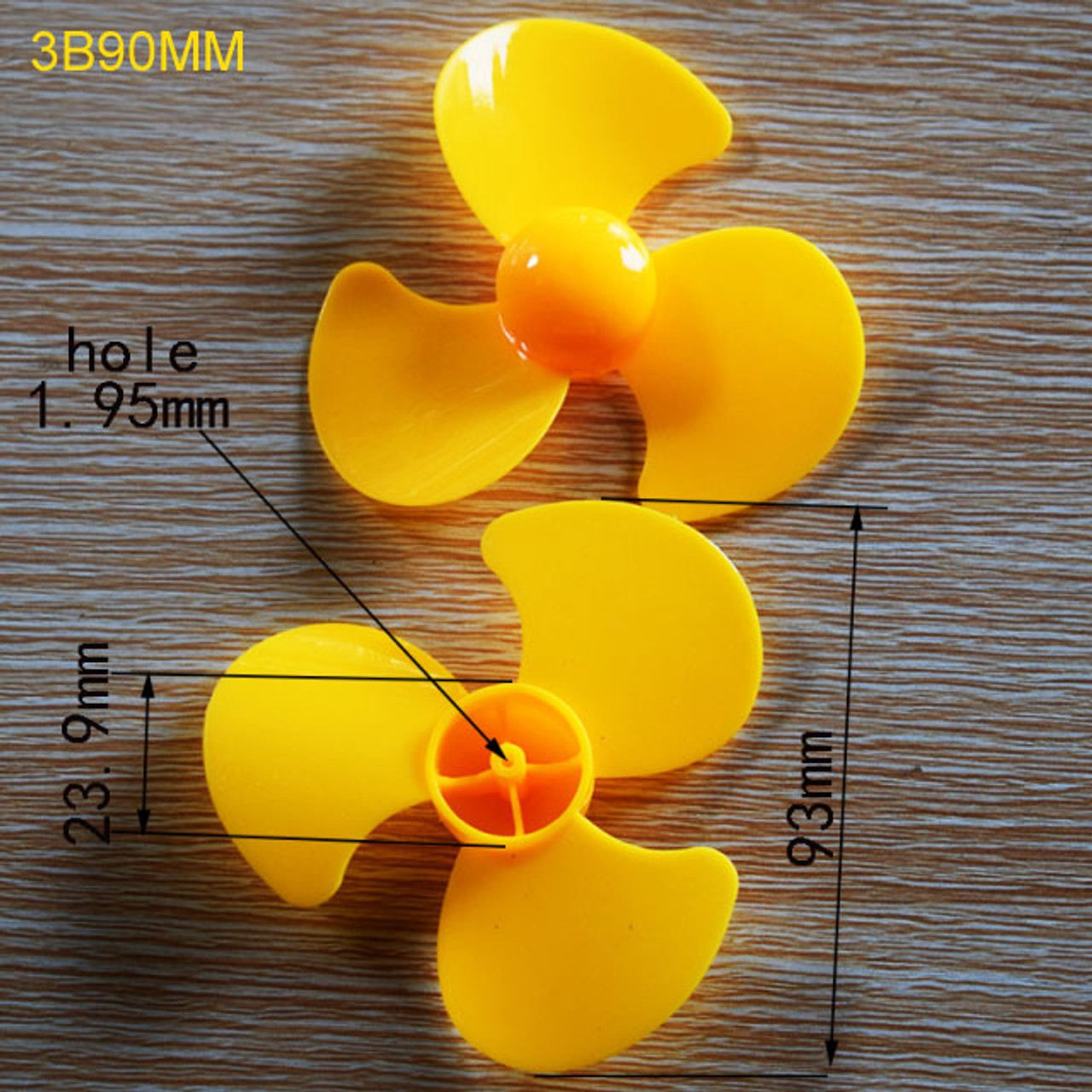 Specifications and size of 3-blade propeller 3B90MM