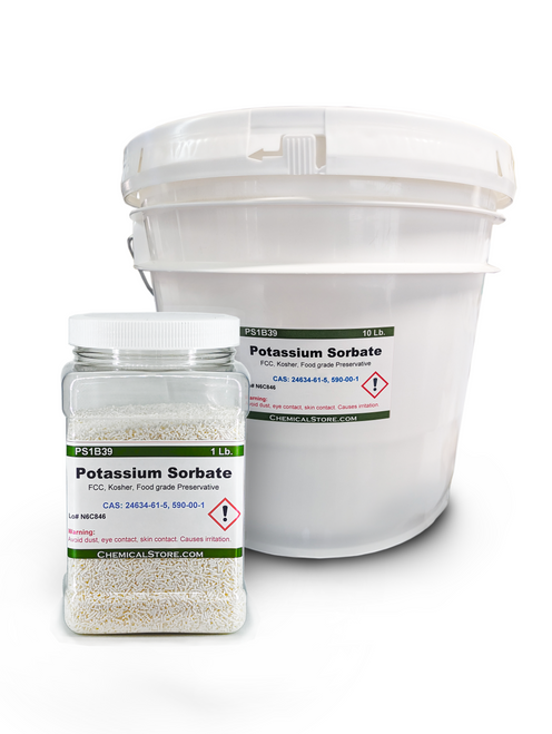 Potassium sorbate (K-sorbate) is a preservative commonly used in foods, wines, baking industry and personal care products to prevent mold, yeast, and microbes. It is often used in cakes and icings, beverage syrups, cheese, dried fruits, margarine, pie fillings, wine, etc. at concentrations dependent on the specific application.
Potassium Sorbate is a water soluble ingredient with molecular formula, C6H7KO2. K-sorbate comes in the form of noodle shape granules. It is effective at pH up to 6 but drops rapidly at higher levels.