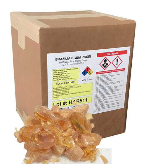 Brazilian gum rosin (Pine rosin) in 55-lb boxes