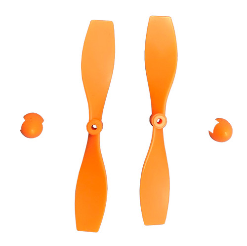 Small plastic propellers for model car, model boat, model drone and other air propelled machines. This set includes one positive propeller, one anti-propeller and two spinner cones.  
