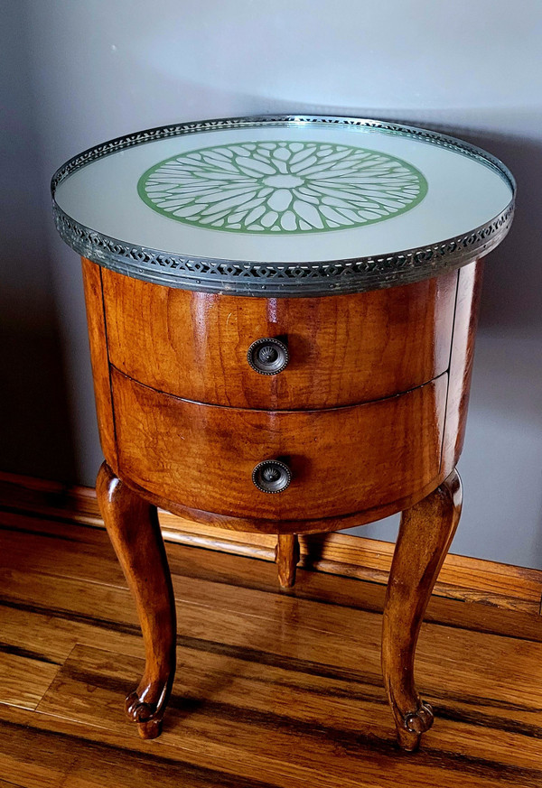 Custom antique two drawer end table