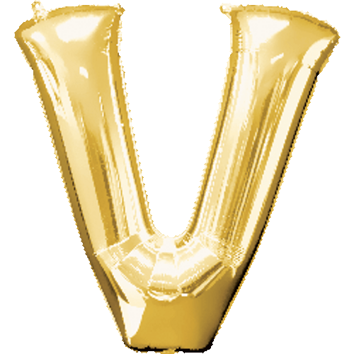 16" Mini Gold Letter V Balloon Self Sealing #33055