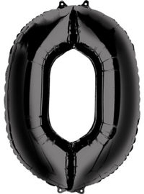 34' black number 0 balloon