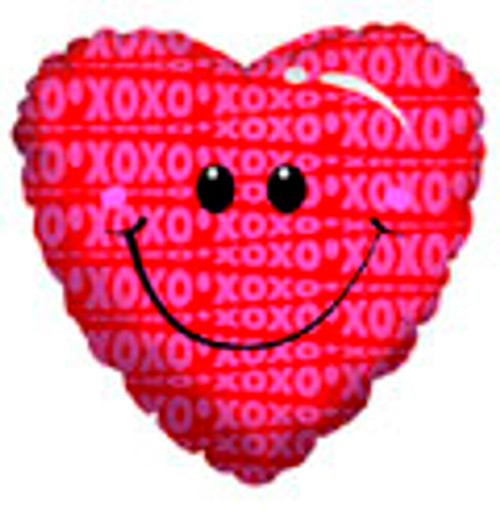 18" Smile Emoji Red Heart Helium Foil Balloon (5 PACK) #20087