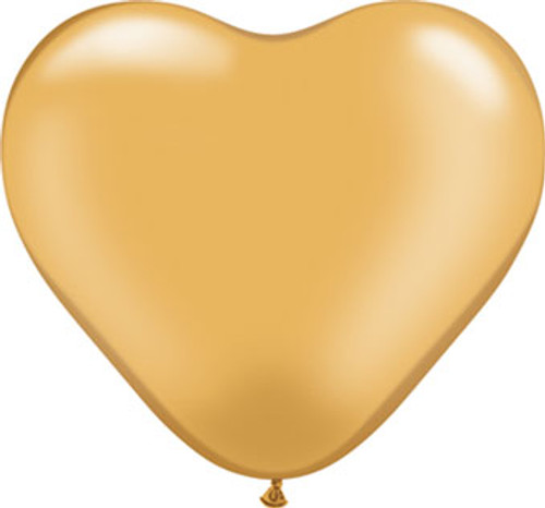 6" Qualatex Gold Heart Shape Latex Balloons 100ct #17726 Air FIll Only