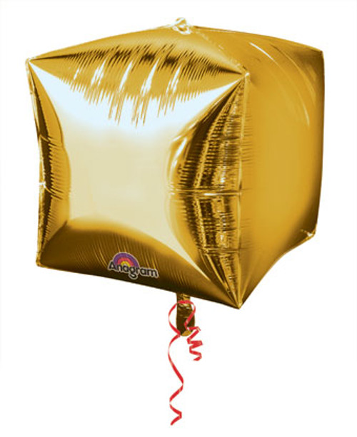 16" Cubez Shiny Gold Chrome 3D Cubic Balloon (3 Pack) #28336