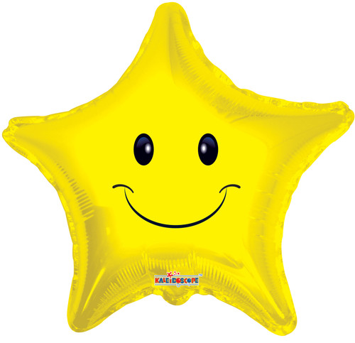 4" Micro Mini Smile Face Star Shape Air Fill Foil Balloons (5 PACK) #17915-04