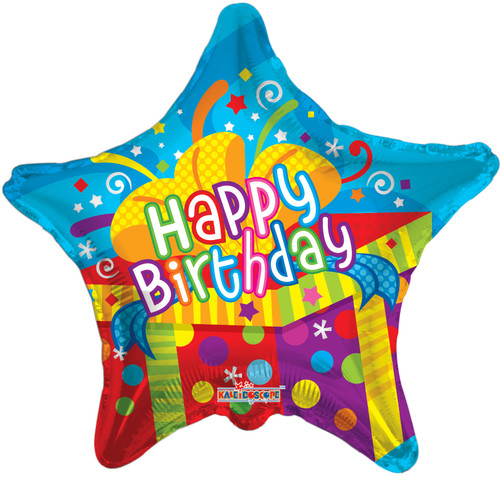 18" Happy Birthday Gift Star Shape Helium Foil Balloon (5 Pack)#19277