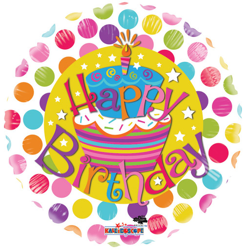 18" Happy Birthday Polka Dots White Helium Foil Balloon (5 Pack)#19500