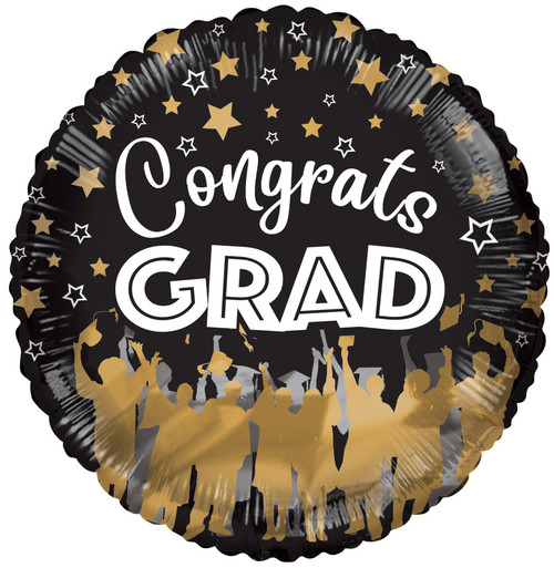 18" Congratulations Grad Black with Silver Cap (5 Pack)#85382