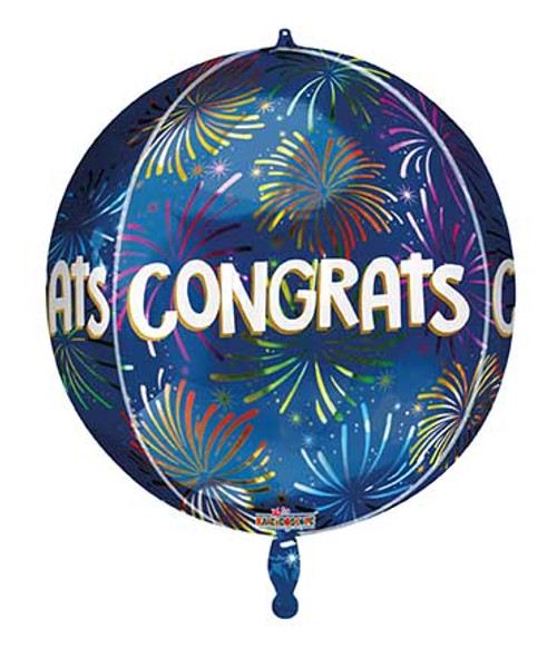 15" Spheres Shiny Spherical Round  Congrats Balloons Helium Balloon (1 PACK) #16903