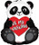 18" Be My Valentine Panda Bear Shape Helium Foil Balloons (5 Pack)#81239