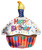 18" Happy Birthday Cupcake White Frost Helium Foil Balloon (5 Pack)#19471