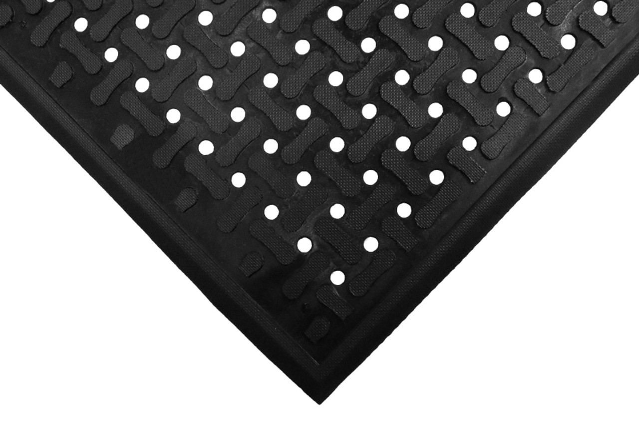 Choice 3' x 10' Black Rubber Anti-Fatigue Floor Mat with Beveled Edge -  1/2 Thick