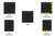 Contains an isolated image of each piece of Hog Heaven Modular Tiles: black corner, black side, black center, yellow striped corner, and yellow striped side.