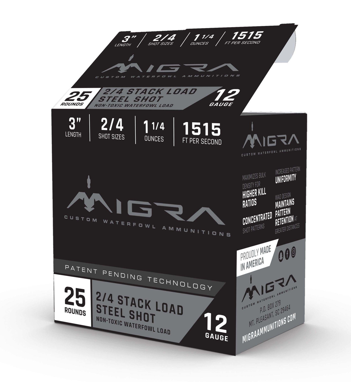 Migra Ammunitions Steel 2-4 Shot 3 12Ga 1515FPS Case - 250rds - Clay  Shooters Supply